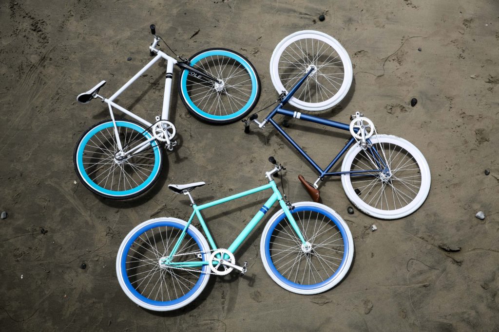 Three blue bicycles. Bike Accident Lawyer in Newport Beach.