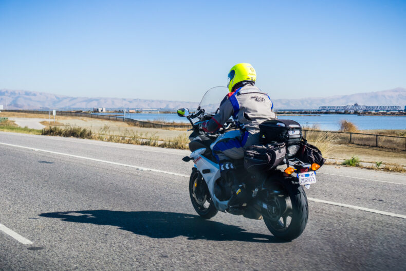 Motorcyclist riding on a highway