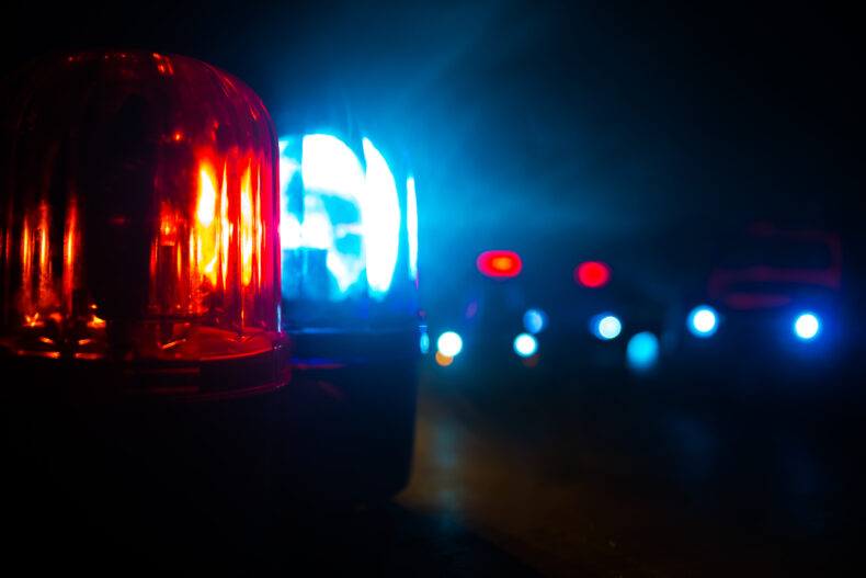 closeup of police sirens who arrived to car accident scene to create a police report